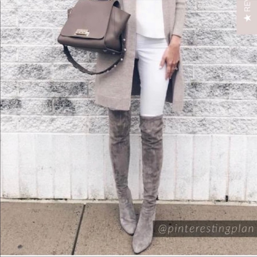 Goodnight Macaroon Over the Knee Gray Boots